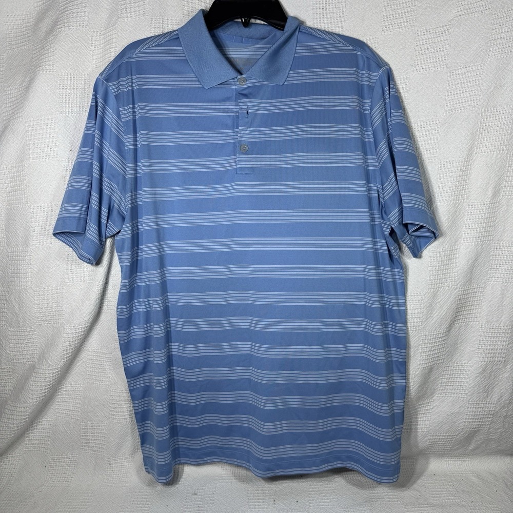 Nike Golf Tour Performance Polo Shirt Dri Fit Collared Short Sleeve Striped Sz L
